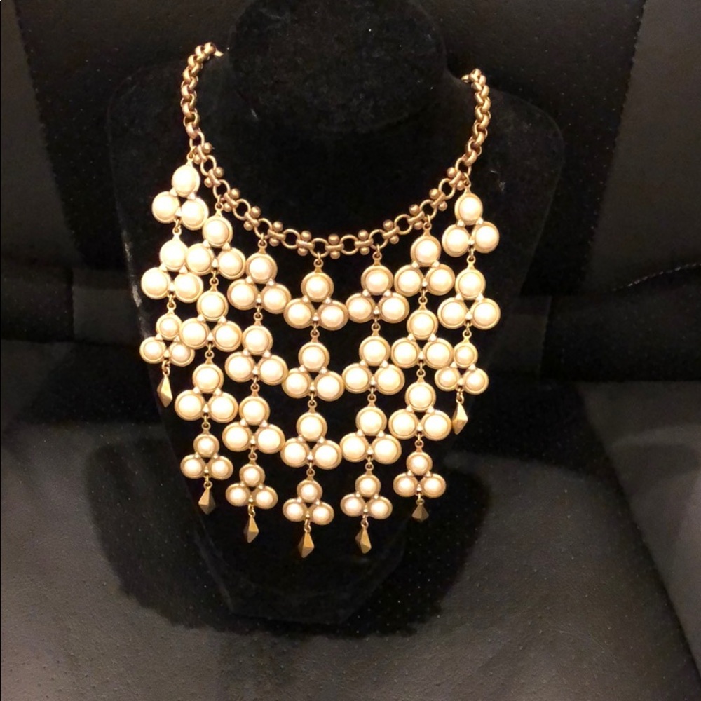Stella & Dot Dahlia Pearl Bib Statement Necklace